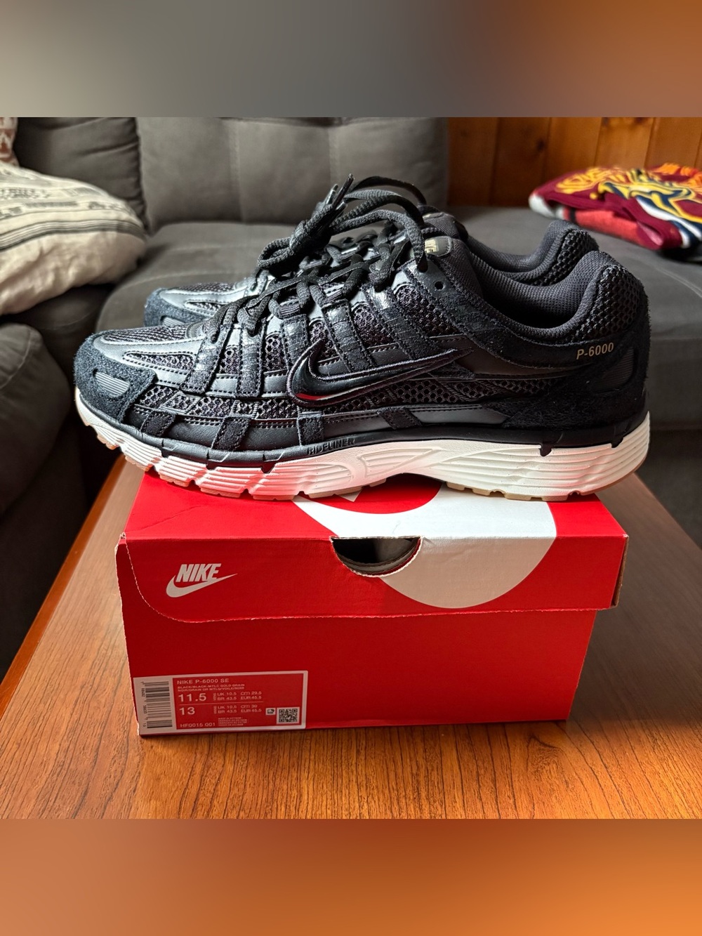 Brand new never worn Men’s black Nike P-6000. Size 11.5
